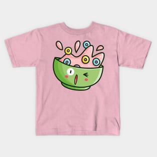 Kawaii Cereal Bowl Kids T-Shirt